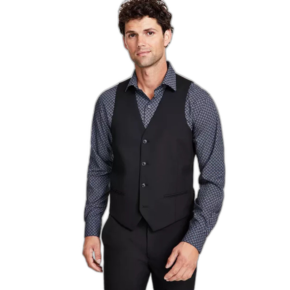 Gray Alfani Slim-Fit Stretch Suit Vest